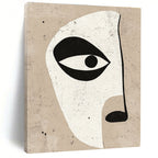 Minimalist Face Cutout Abstract Painting of Geometric Features GAB0124