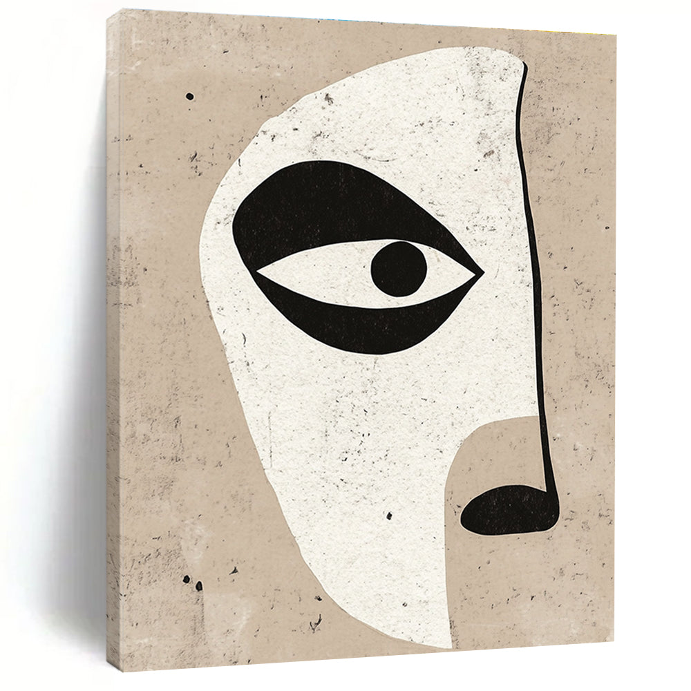 Minimalist Face Cutout Abstract Painting of Geometric Features GAB0124