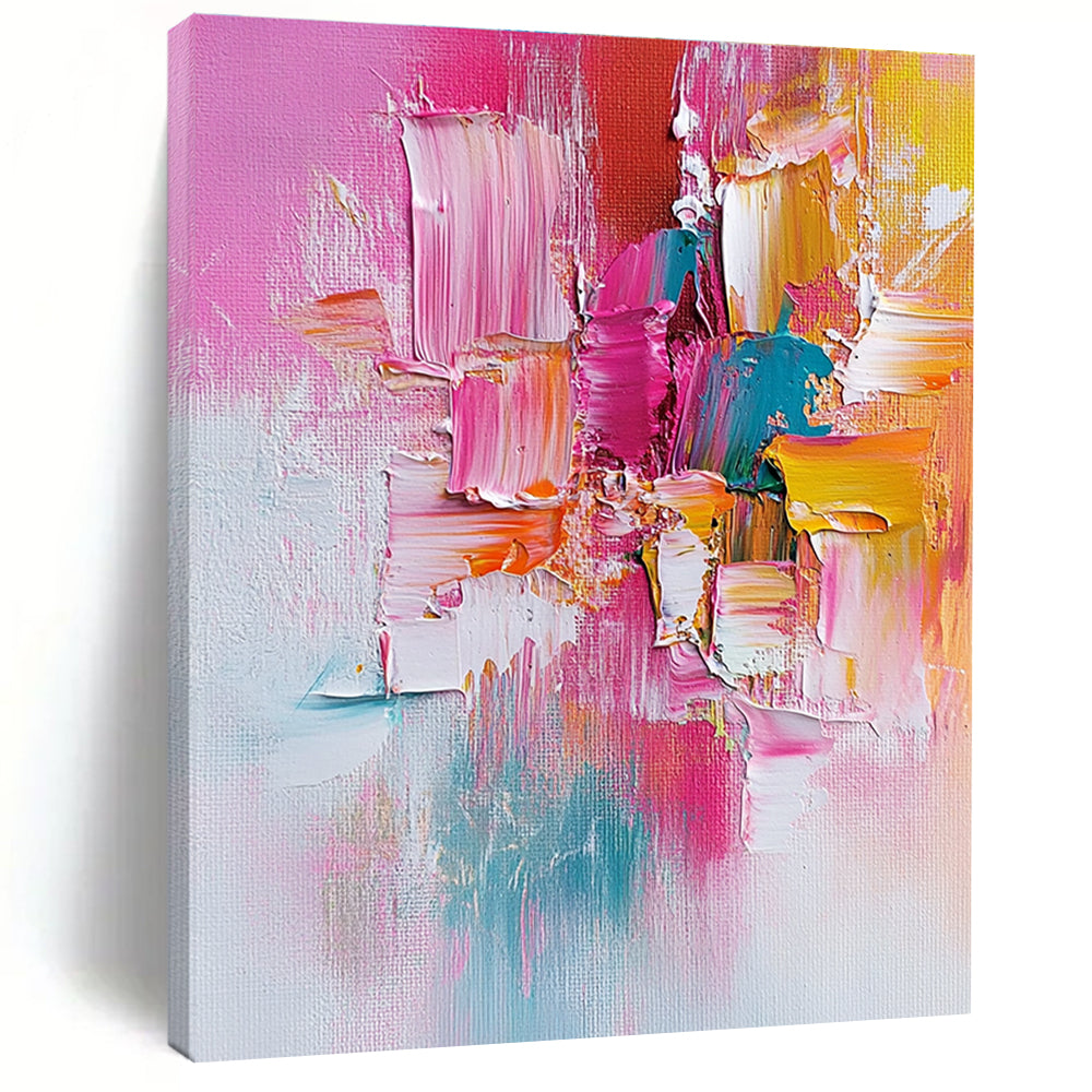 Pink Blue Orange Abstract Painting with Sweet Vibrancy WINK487