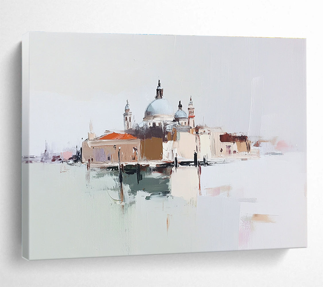 Venice Landscape Abstract Painting with Soft Color Palette ABS285