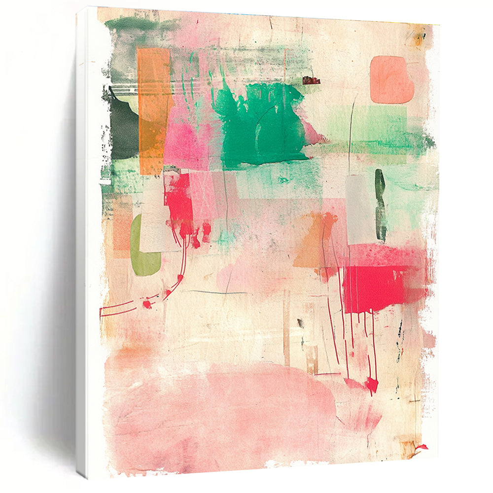 Green and Pink Abstract Fusion Abstract Painting with Fresh Vitality WINK201