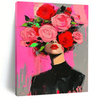 Woman with Floral Headpiece Bold Abstract Painting for Fashion - Forward Spaces GAB1437