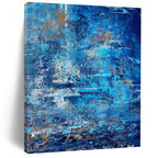 Blue and Gold Textured Abstract Painting for Coastal Home Interiors HENG457