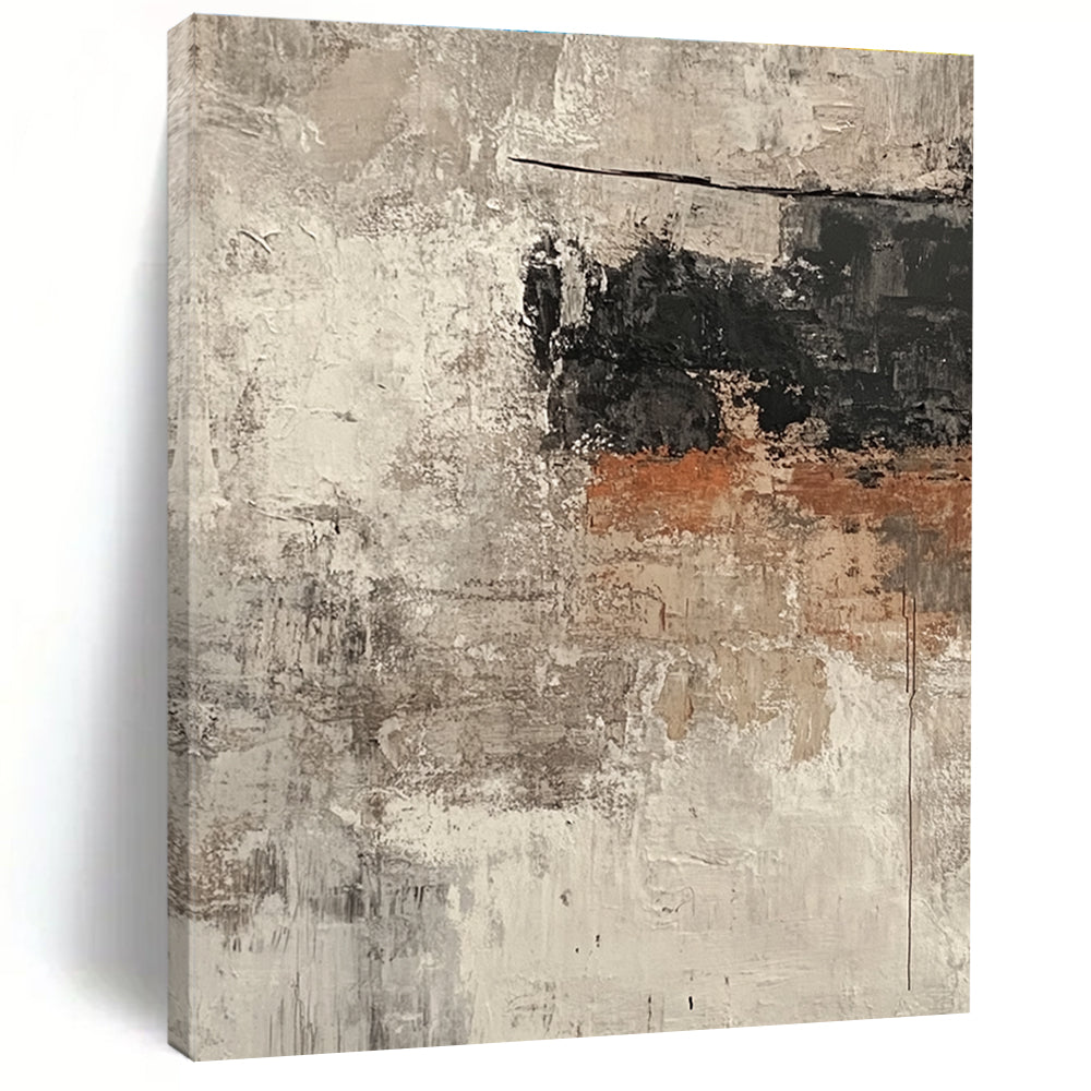 Textured Gray and Black Abstract Painting with Raw Depth WINK155
