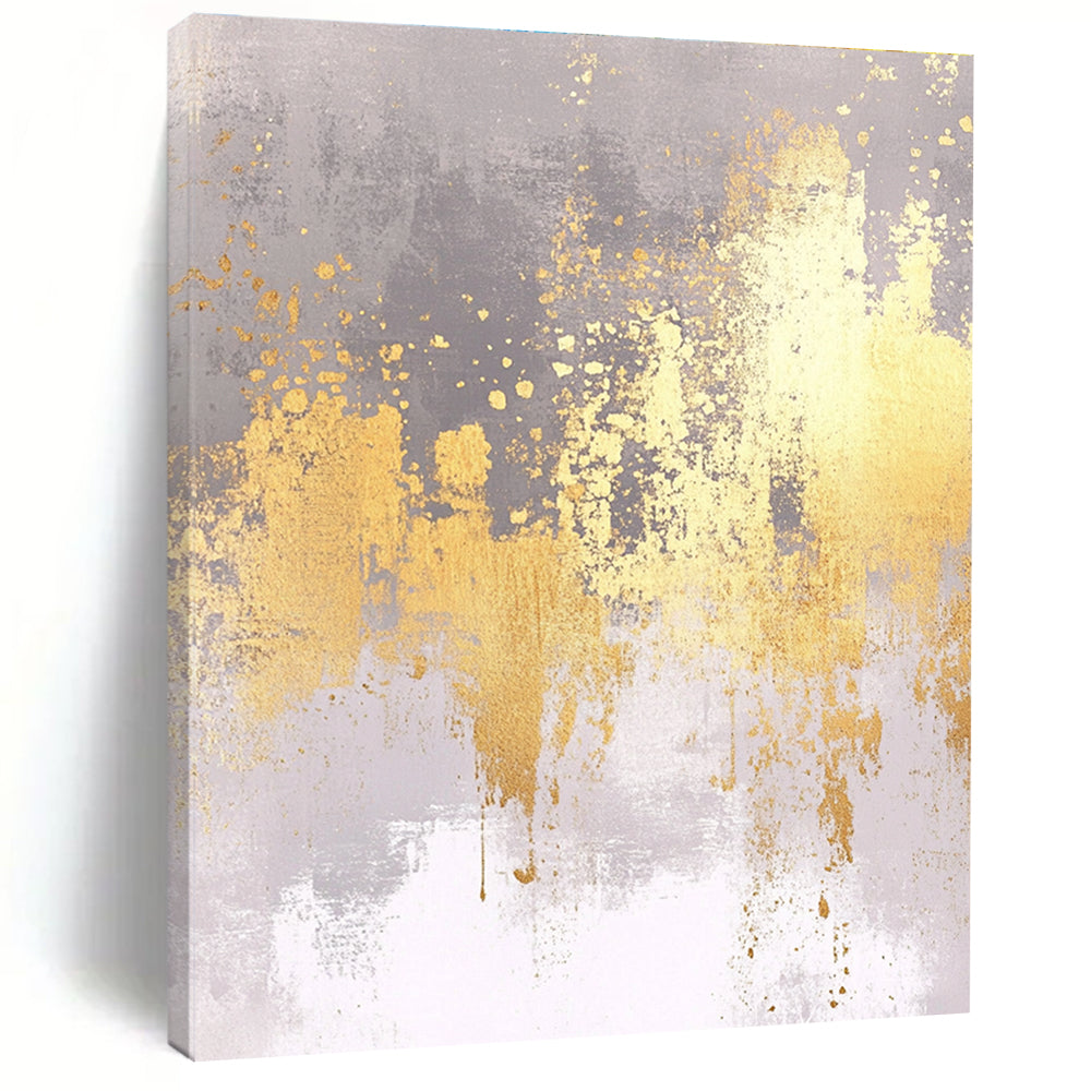 Gray - Gold Abstract Splatter Painting with Edgy Glamour WINK419