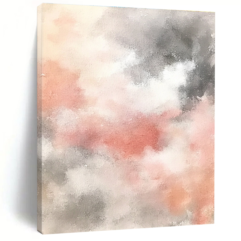 Pink and Gray Clouds Dreamy Abstract Painting for Serene Bedrooms GAB1510