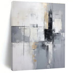 Gray - Gold - White Abstract Painting for Modern Corporate Receptions HENG138