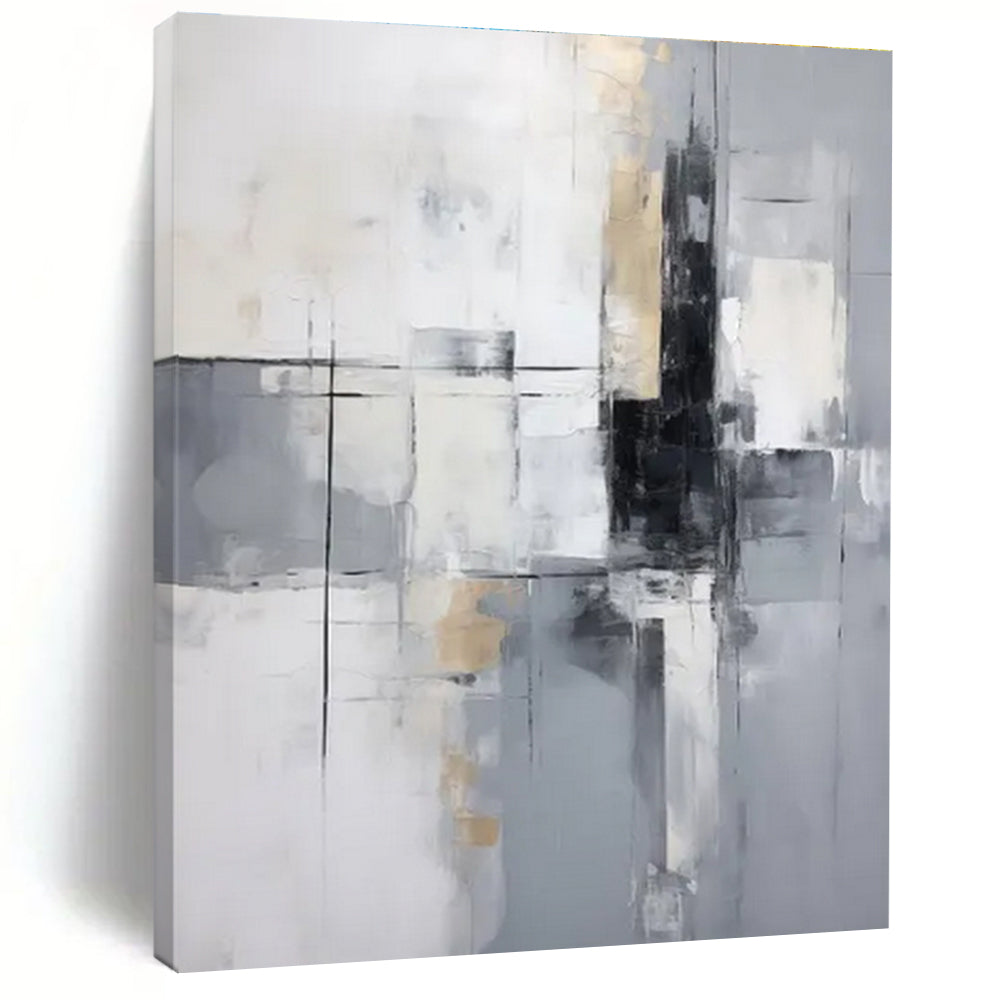 Gray - Gold - White Abstract Painting for Modern Corporate Receptions HENG138