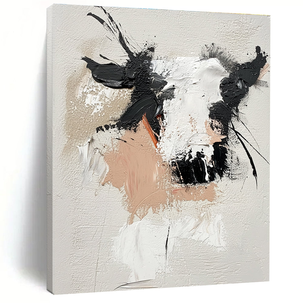 Textured Cow Portrait Abstract - Expressive Animal Abstract Painting GAB0483
