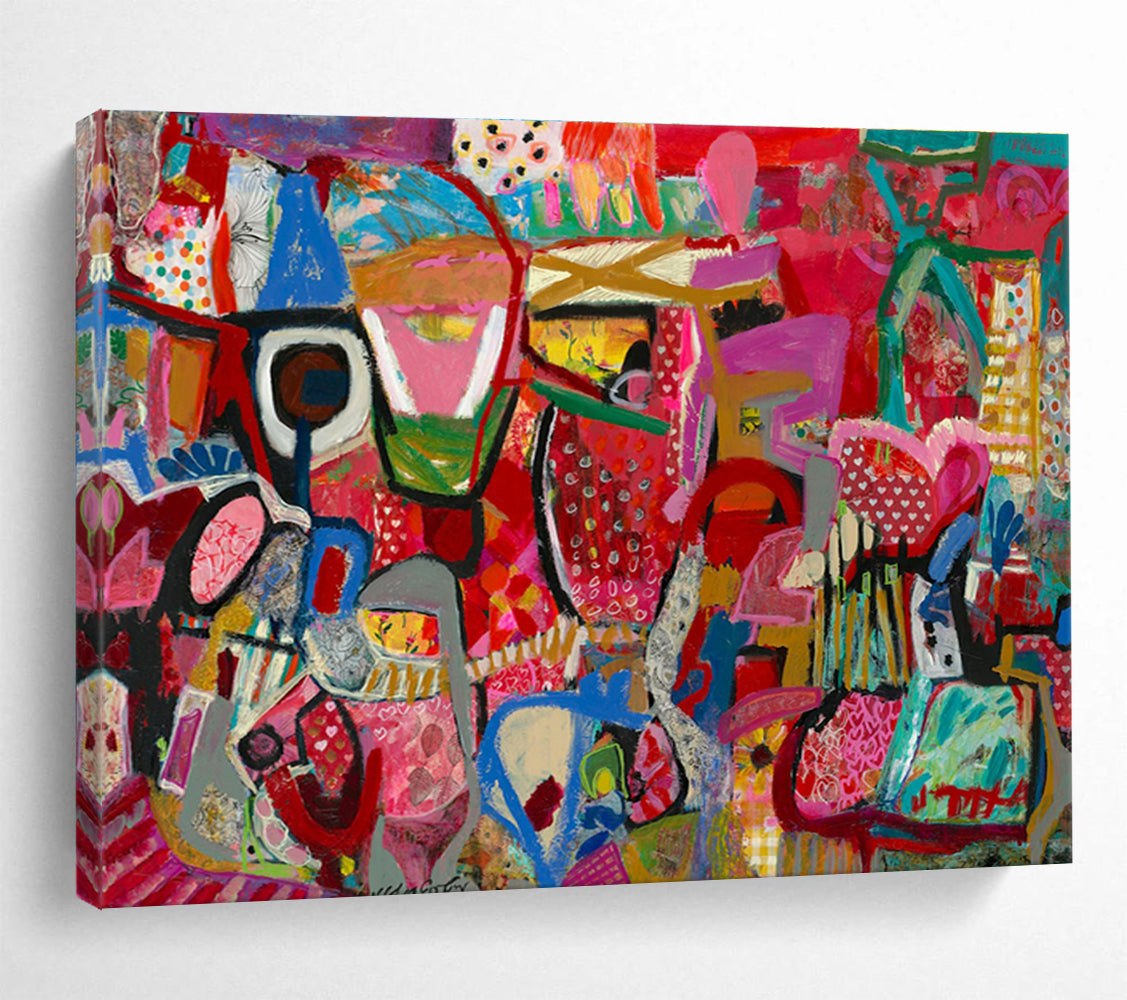 Pink - Hued Abstract Painting for Fashion - Forward Retail Spaces YHT239
