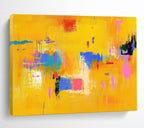 Bright Yellow Color Block Abstract Painting ABS306