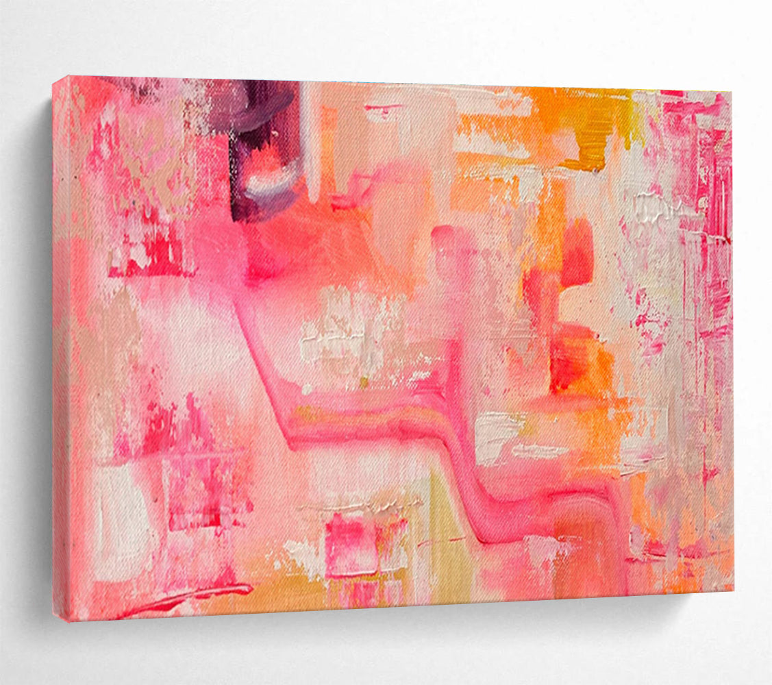 Pink and Orange Abstract Flow Painting for Feminine Boutiques YHT360