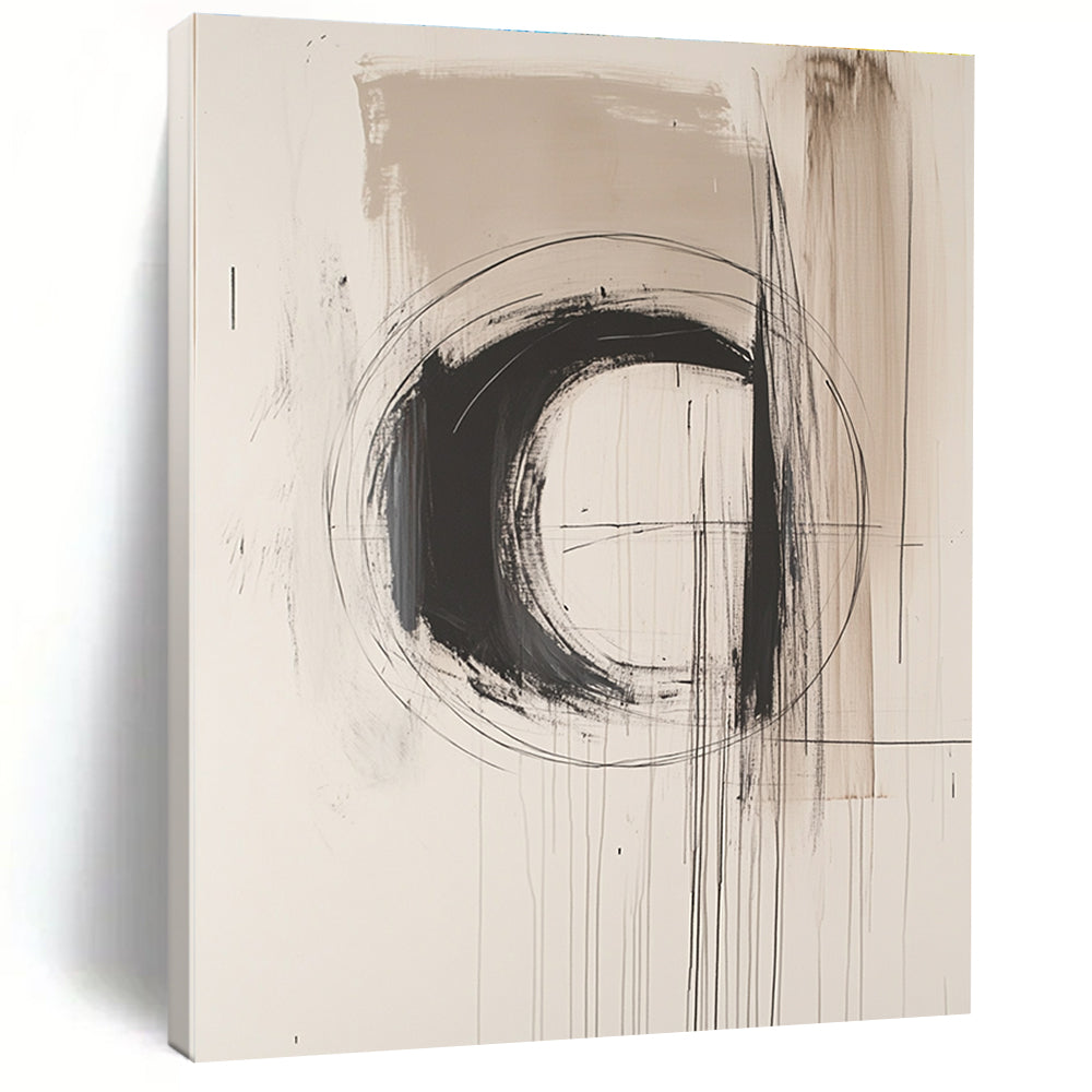 Monochrome Circular Abstract Painting for Minimalist Art Galleries GAB1212