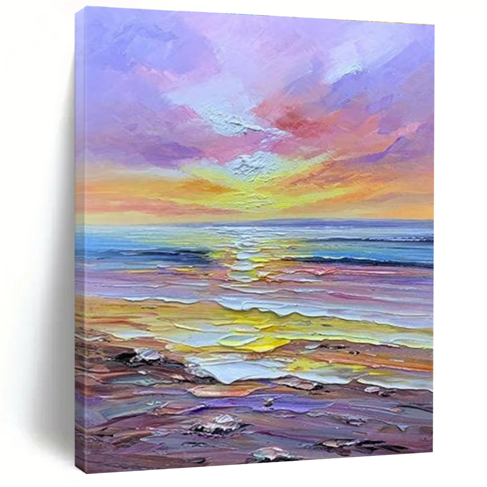 Dreamy Colorful Seaside Sunset Abstract Painting for Relaxing Spaces HENG261