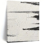 Black - White Textured Landscape Abstract Painting for Serene Home Offices HENG384
