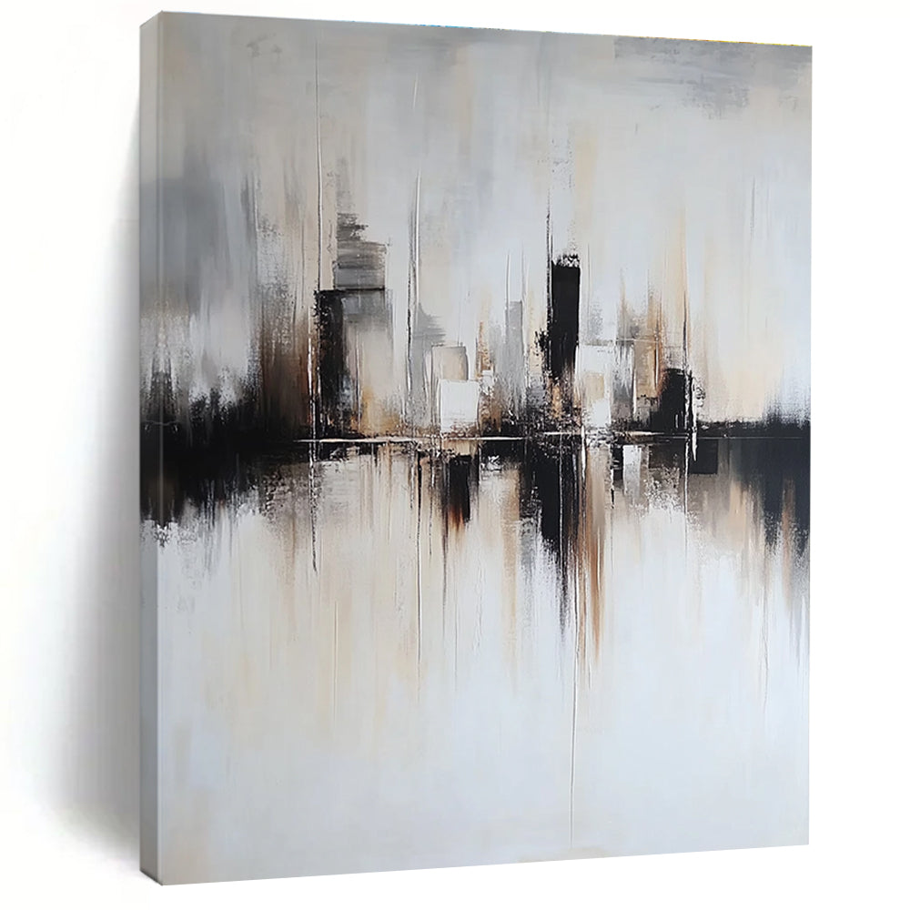 Monochrome Cityscape Abstract Painting for Urban - Themed Lofts GAB1397