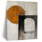 Geometric Abstract with Circle and Arch Painting for Mid - Century Modern Living Rooms GAB1203