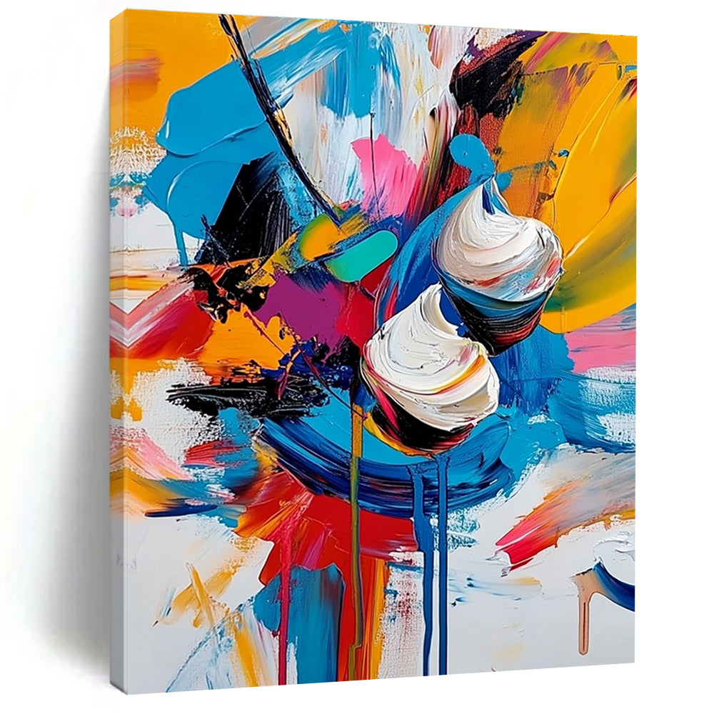 Colorful Abstract Blooms Painting for Vibrant Kitchens GAB0757