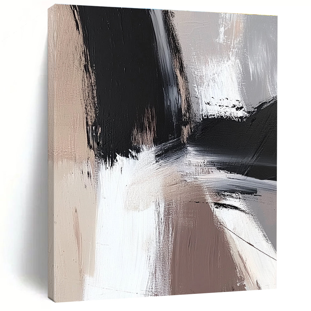 Dynamic Monochrome Abstract Painting with Flowing Movement WINK504