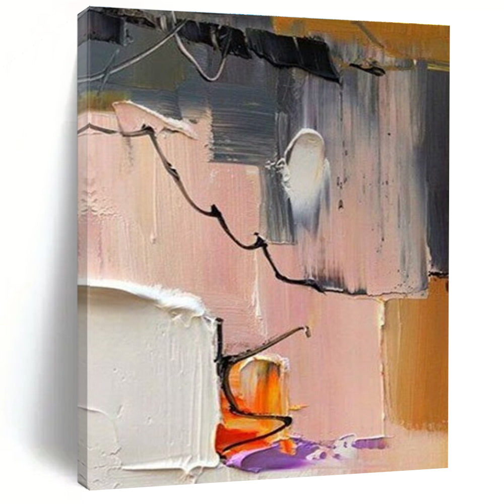 Impasto Abstract Color Blocks & Lines Painting for Modern Spaces HENG270