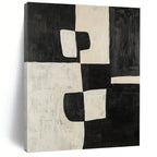Black White Abstract Painting with Bold Geometry WINK669