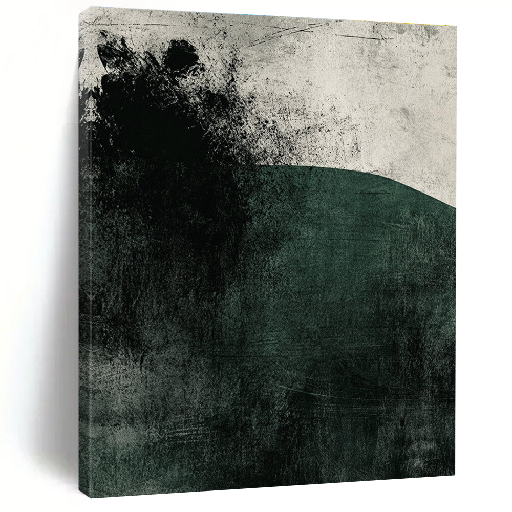 Dark Green and Black Abstract Painting for Nature - Inspired Studies GAB1012