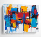 Color - Blocked Abstract Cityscape Painting with Bold Urban Energy ABS421