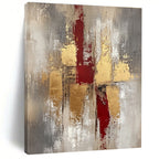 Red and Gold Textured Abstract Painting for Luxury Dining Rooms GAB0881