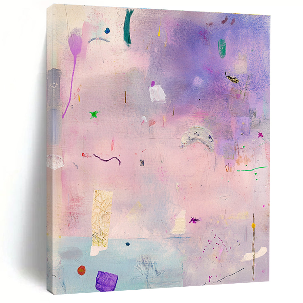 Purple and Pink Abstract Scatter Painting of Whimsical Freedom GAB0177