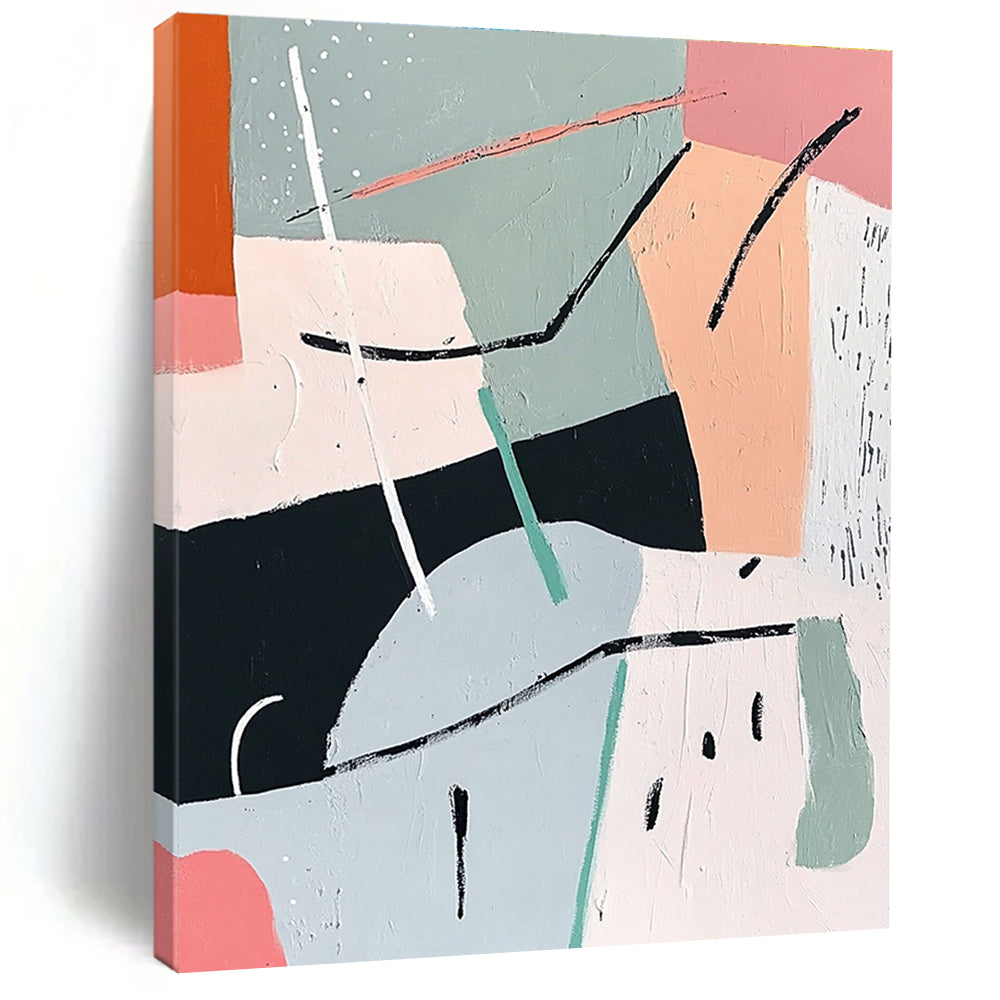 Pastel Geometric Abstract Painting for Scandinavian - Inspired Nurseries GAB1156