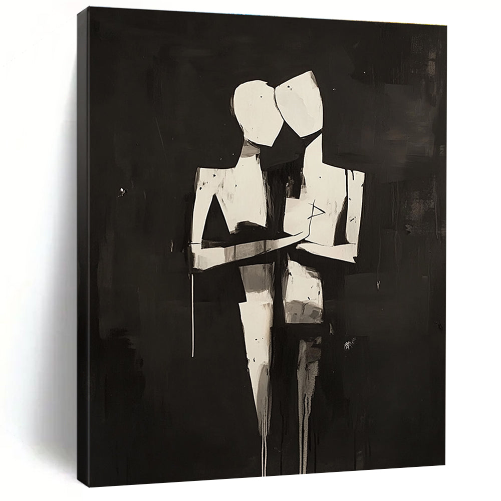 Abstract Couple Embrace - Intimate Figurative Abstract Art GAB0452