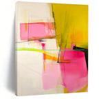 Pink Yellow Geometric Abstract Painting with Subtle Lines WINK629