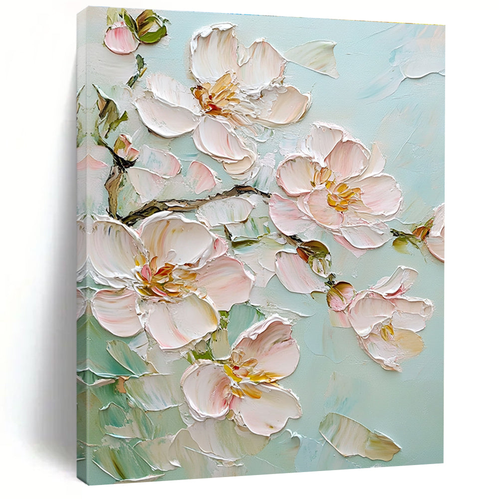 Textured Flower Blossoms Abstract Painting for Feminine - Style Bedrooms GAB1291
