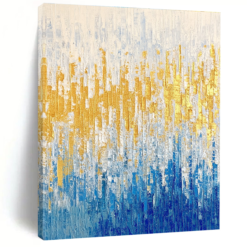 Blue and Gold Strokes - Elegant Abstract Painting GAB0577