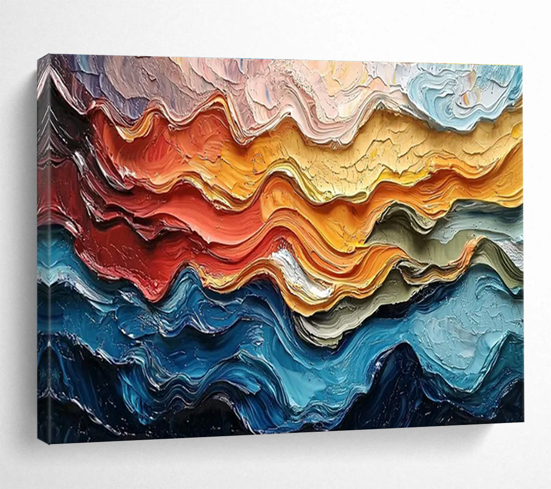 Colorful Wave Abstract Painting for Modern Beach Resorts YHT292