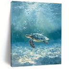 Sea Turtle Underwater Realistic Marine Abstract Painting GAB0335