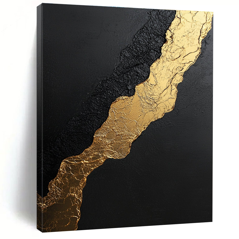 Black and Gold Abstract Painting for Luxurious Dining Rooms GAB0756