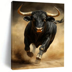 Realistic Charging Black Bull Abstract Painting GAB0033