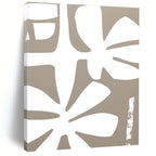 White Floral Shapes on Beige - Stylized Botanical Art GAB0401