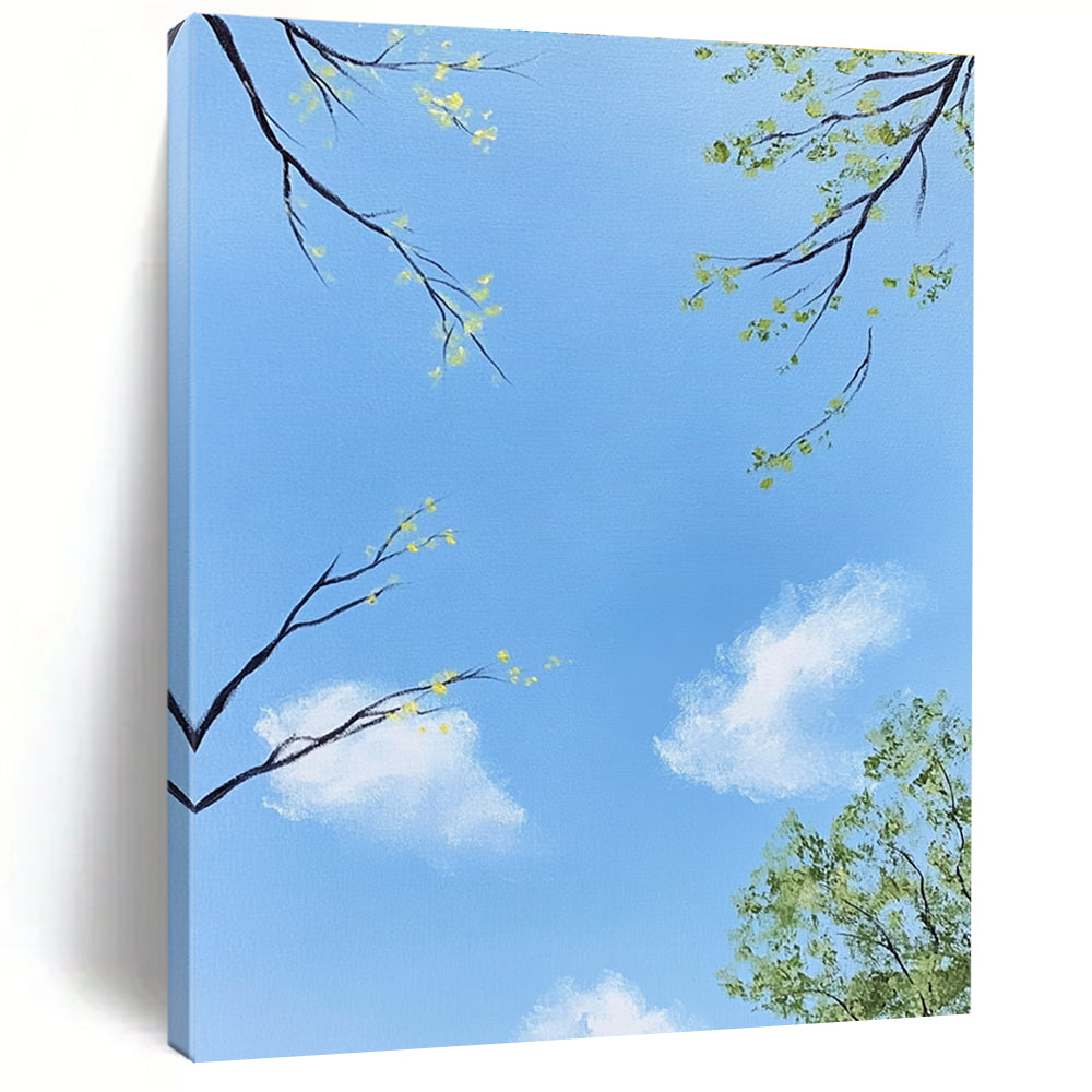 Sky with Tree Branches Serene Nature - Inspired Abstract Painting GAB0350