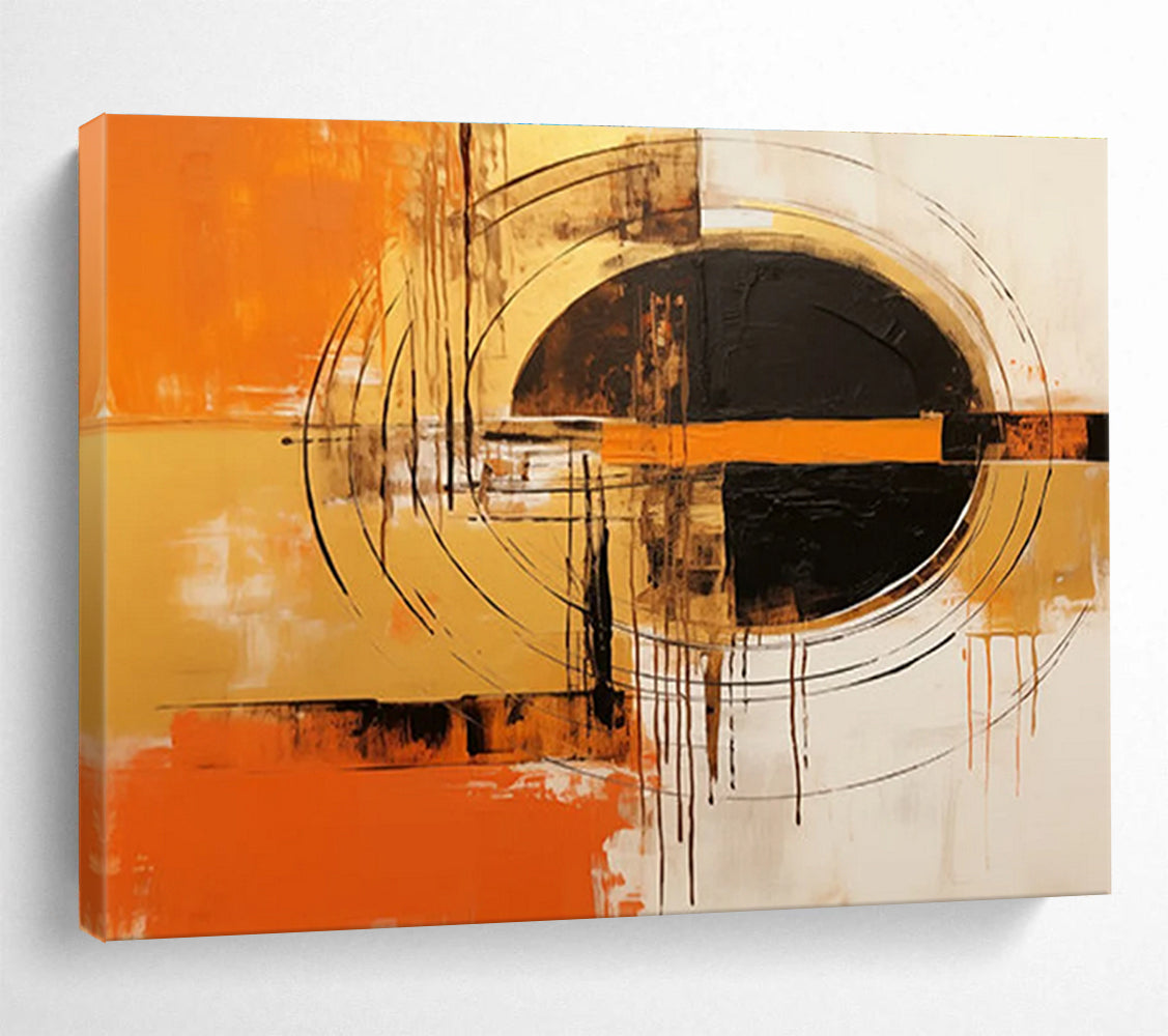 Orange - Black Abstract Painting for Bold Statements YHT104