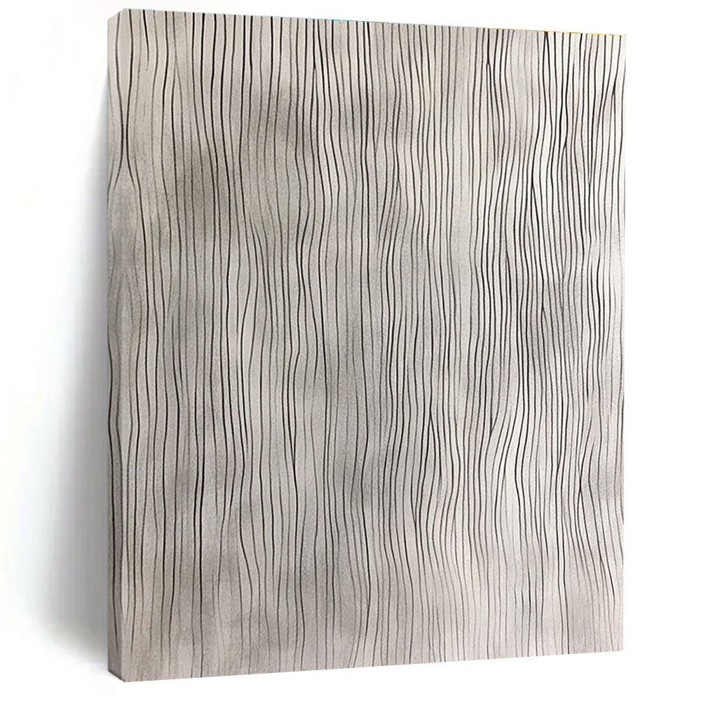 Grey Wavy Lines Minimalist Abstract Painting for Calm Spaces GAB1471