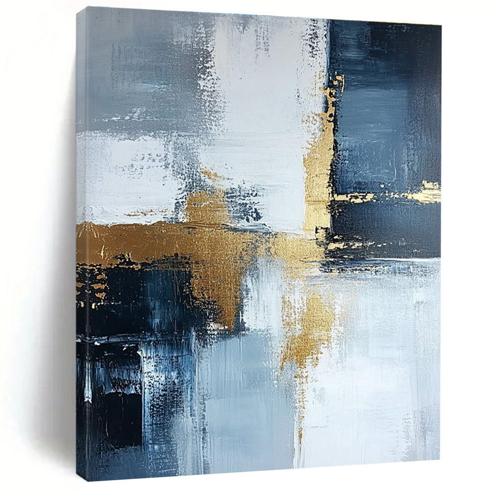 Blue Gray Gold Abstract Painting with Subtle Sophistication WINK524