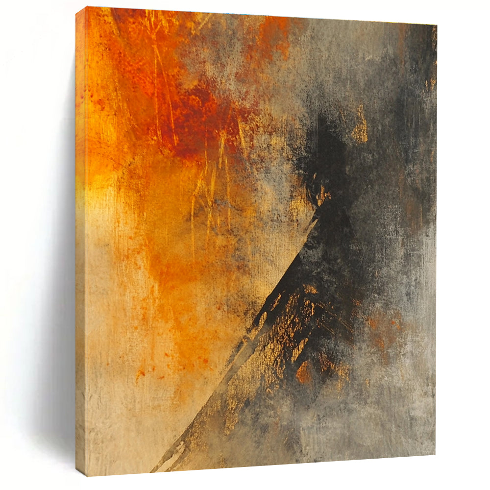 Warm and Cool Tones Abstract Painting with Dramatic Depth WINK800