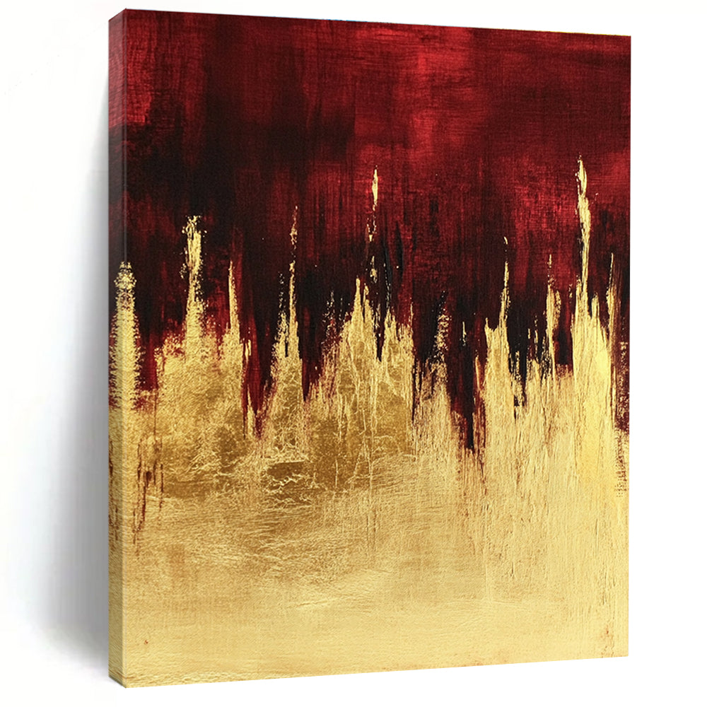 Red Gold Abstract Painting with Regal Drama WINK729