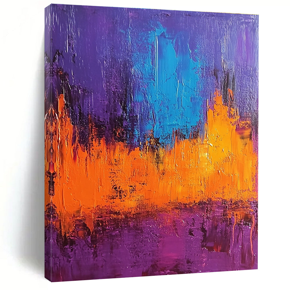 Purple and Orange Abstract Painting for Vibrant Interiors GAB0711