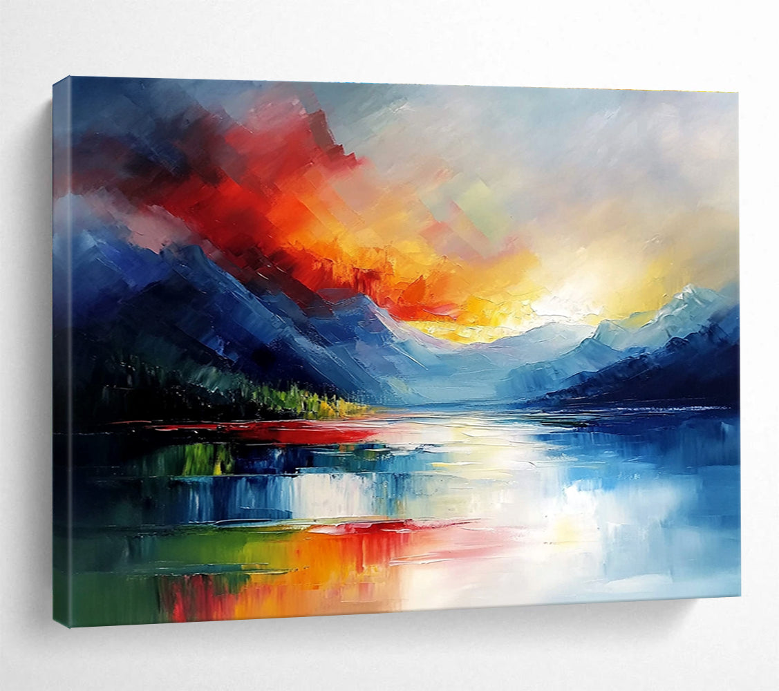 Impasto Sunset Mountain Abstract Painting ABS237