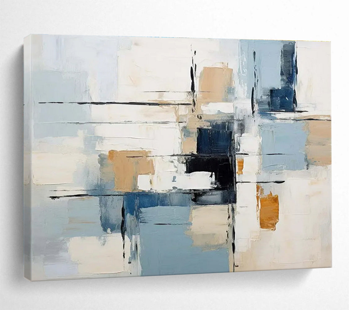 Soft Color Block Abstract Painting for Calm Interiors YHT091