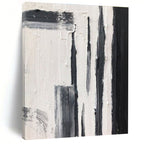 Black and White Textured Vertical Strokes Abstract Painting for Contemporary Entrances HENG367