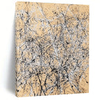 Splattered Ink on Beige Abstract Painting with Dynamic Energy WINK002